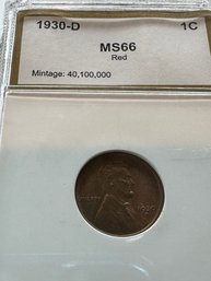 Lincoln Wheat Reversse Penny 1930-D  - 1C - MS66 Red