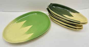 2 Vintage Corn Plates By Terrace Ceramics USA & 6 By Shawnee USA