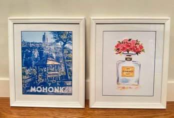 Mohonk Sky Tower Framed Art Print And No:5 Chanel Paris Watercolor With Flowers In A Chanel Bottle Art.