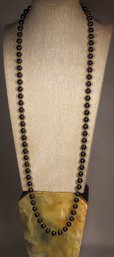 Fine 32' Long Genuine Hematite Beaded Necklace