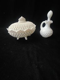 Fenton Hob Nail Dish And Perfume Bottle