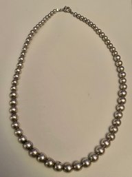 Vintage Sterling Silver Graduated Ball Necklace