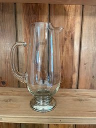 Vintage Modern Rogers Sterling Silver & Glass Cocktail Bar Pitcher