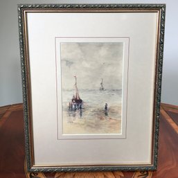 Wonderful Antique Impressionist Watercolor Dated 1904 - Looks Like Signed EDR ? EMB ? EOP ? - Illegible To Me