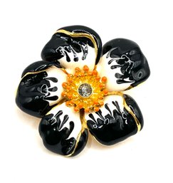 Vintage JOAN RIVERS Designer Painted Floral Brooch/pin