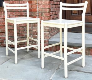A Pair Of Modern Painted Wood Counter Height Stools