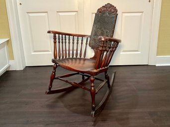 Antique Carved F.H. Conants Sons Rocking Chair