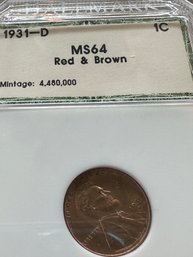 Lincoln Reverse Wheat  (1909-1958)  1931-D  1C  MS64 Red & Brown