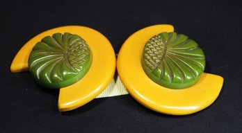 Two Part Art Deco Circular Design Two Part Bakelite Plastic Belt Buckle