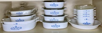 Large Lot Vintage Corningware, Blue Cornflower