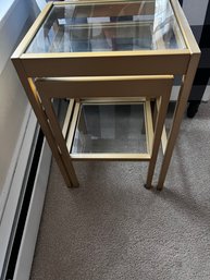 Metallic Gold Glass Top Nesting Tables