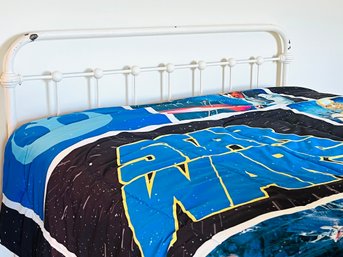 Painted Cast Iron Twin Bed With Star Wars Bedding
