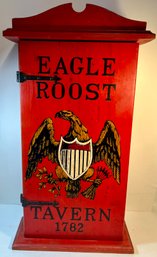 Vintage Wooden Eagle Roost Tavern 1782 Beer Glass Wall Shelf