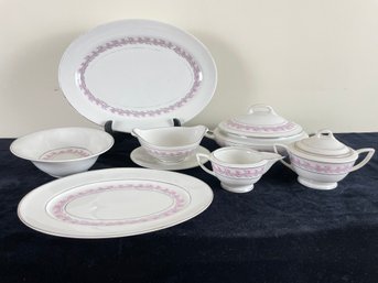 Set Of Fine China Covered And Open Serving Platters