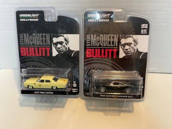 Greenlight Hollywood  Pair Of STEVE MCQUEEN BULLITT Die Cast Cars. (#165)