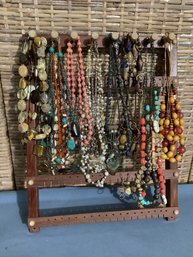 Beaded Necklace Lot On Rack