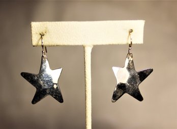 Pair Sterling Silver Star Formed Pierced Earrings By Andy Warhol