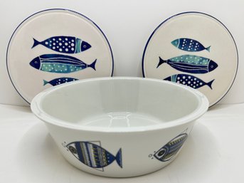 Villeroy & Bosh Fish Bowl, Luxembourg & 2 Papart Platters, Turkey