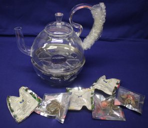 Easy Exotic  By Padma Lakshmi Glass Blooming Tea Pot & Warmer New In Box From Culinary Collections
