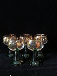 Green Glass Stemmed Glasses