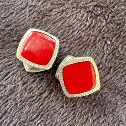 Vintage Red Stone Snap Link Cufflinks