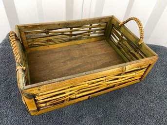 Handled Bamboo Carrier Basket Box 15x10x8