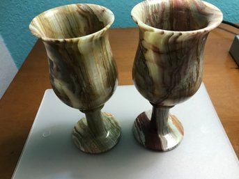 Onyx  Stone Cups, 7 Inch Tall  By 3 Inch Diameter