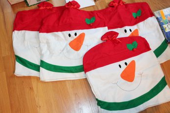 Musical Cookie Jar, Waterball And 4 Cloth Snowman Gift Bags