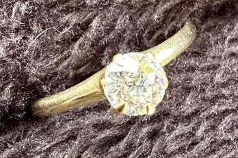 Antique 14k Old Euro Cut .35 Ct Diamond Engagement Ring ~ Size 6 1/4 ~