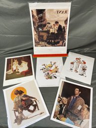 Norman Rockwell Prints: Saying Grace, Freedom Speech, Sunset, Girl In The Mirror, Choosin' Up, First Down