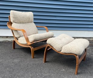 Mid Century Modern Charlton Bent Wood Lounge Chair And Ottoman