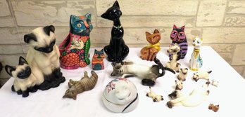 Assorted Cat Lot Wood Ceramic Mixed Materials