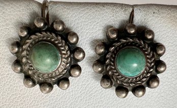 VINTAGE STERLING SILVER TURQUOISE SCREW BACK EARRINGS