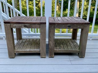 Pair Of Heavy Duty Teak JORDANS FURNITURE Outdoor Patio End Tables