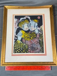 'The Clown Lovers' Artist Proof AP Signed Louise August 16x19 Matted Framed Glass