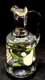 Vintage Dugan Wine/liqueur Decanter Hand-painted Fruit Pattern & Gold Detail