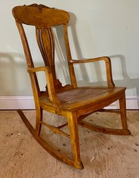 Vintage Oak Cane Seat Rocking Chair