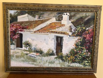 Beautiful Oil Painting Of Mediterranean Home In Cabas Spain By Rodriguez