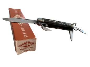 Vtg Western Boulder Colo 901 Camper 4-Blade Pocket Knife Original Box- Dates After 1950- 3-3/4'