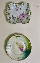 Silisien German Rose & Clover Plate And An Unmarked Plate (2)