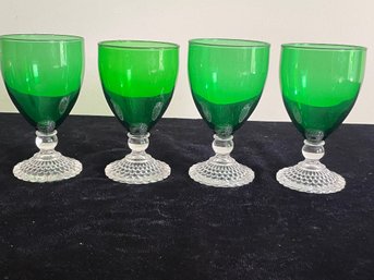 Anchor Hocking Bubble Foot Green 10 Oz Water Goblet Emerald Green