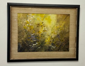 Listed Watercolor Artist Jane Carlson Wildflower Painting