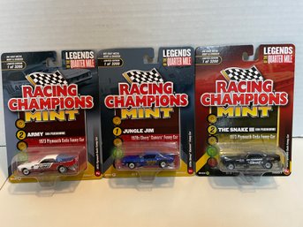 Racing Champion Mint Three  Racing Cars Don Prudhomme & Jungle Jim Die Cast Cars.(#168)