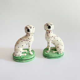 A Pair Of Porcelain English Staffordshire Dogs