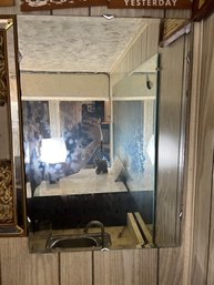Pair Of Beveled Wall Mirrors With 1950s Chrome Details