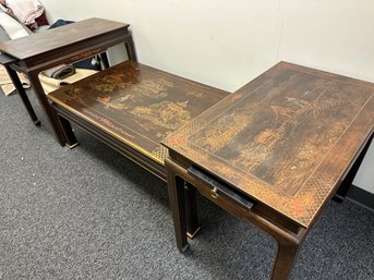 Coffee Table And 2 Side Asian Tables