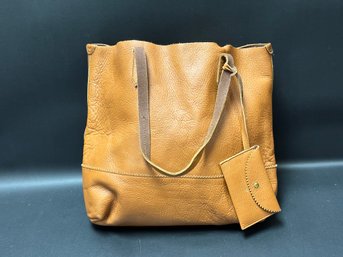 A Pebbled Leather Tote & Coin Purse By J. Crew