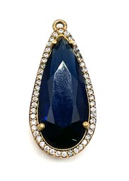 Vintage Dark Blue Stone With Small Clear Stones Charm/pendant