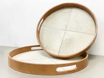 A Pair Of Leather And Cowhide Trays By Ralph Lauren