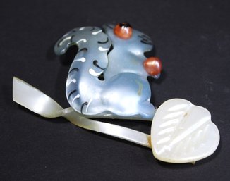 Vintage 1930s Plastic Squirrel On A Branch Brooch